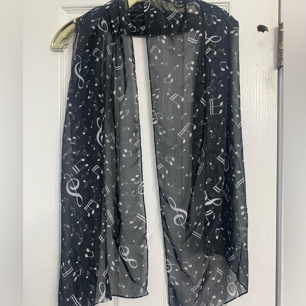 NEW Black White Music Note Scarf